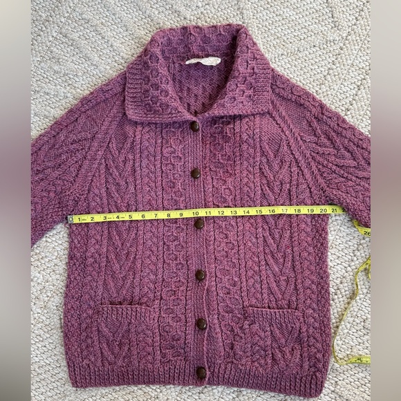 Vintage Una O’Neill 100% Pure Wool Cardigan | Hand Knit Ireland | M - Picture 6 of 10